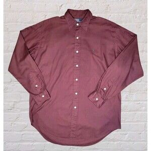 Vtg Polo Ralph Lauren Harlow Shirt Mens MED Maroon Casual Lightweight Preppy